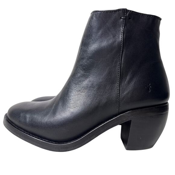 Frye Rosalia Bootie Block Heel Women's 7M Black Leather Side Zip Pointed Toe - Picture 3 of 8